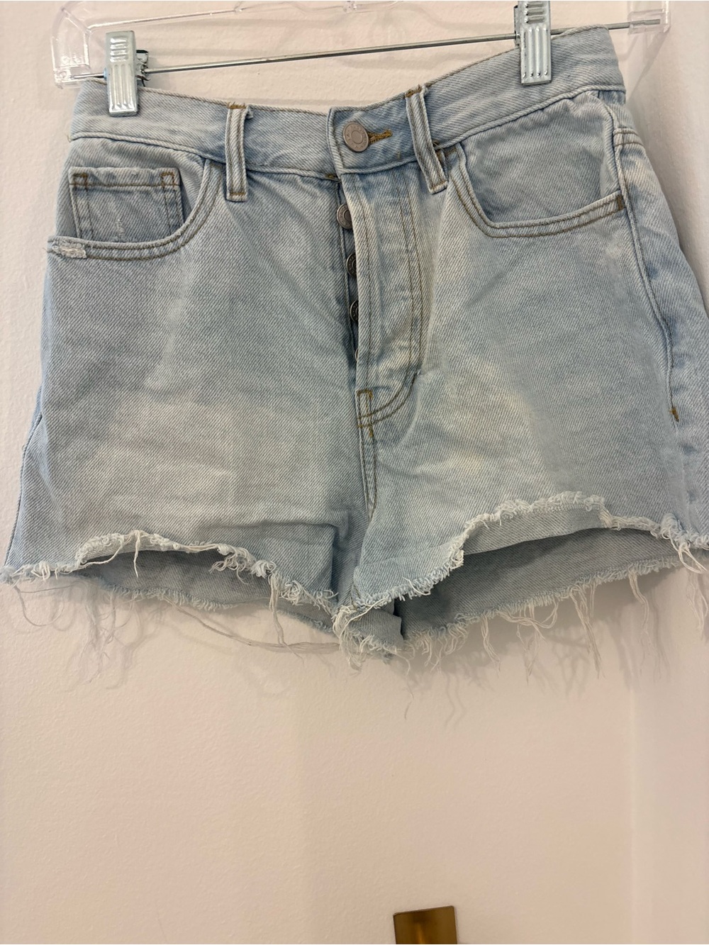 PacsunHigh-Rise Light Blue Distressed Denim Shorts for Women